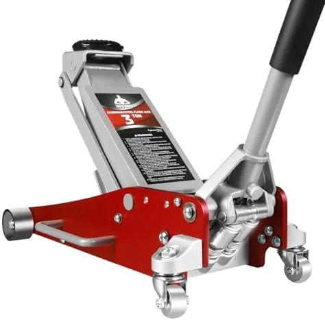 jack boss 3 ton low profile aluminum and steel racing floor jack with dual pistons quick lift pump for sport utility vehicle lifting range 3 1516 min to 18 516 max net weight 585 lb red