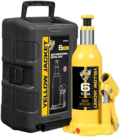 yellow jacket bottle jack 6 ton muti directional welded car jack with carrying case and pump handle fit use for automotive sedans yellow