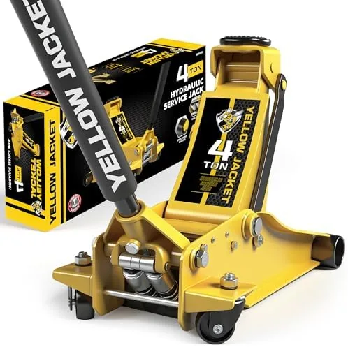 yellow jacket low profile floor jack with dual pumps quickly lift hydraulic car jack with pad 4 ton 8800 lb capacity